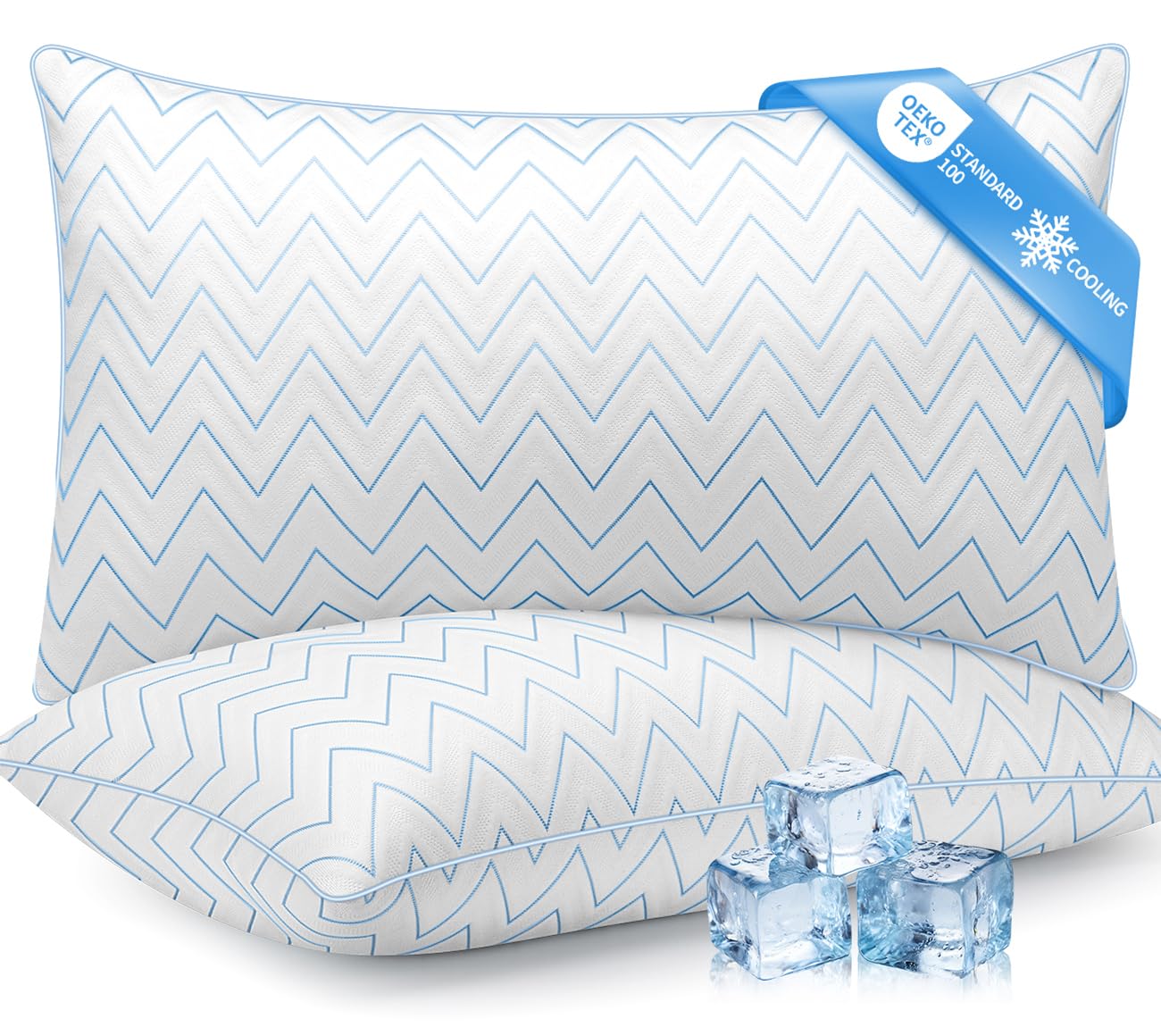 DIORIS front view of queen pillow pair showing clean packaging and size benefits
