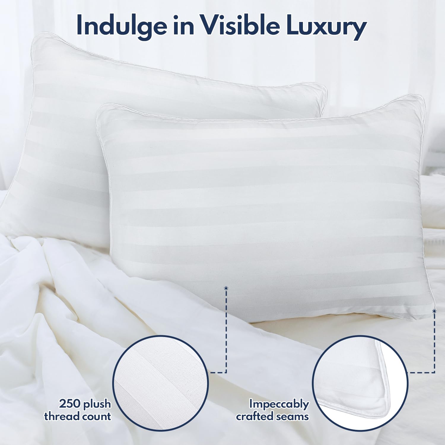 DIORIS pillows styled on a made bed showing luxurious bedroom comfort