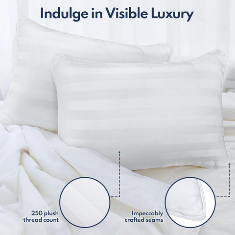 DIORIS pillows styled on a made bed showing luxurious bedroom comfort