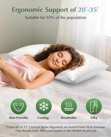 DIORIS two pillows staged for machine wash showing easy-care convenience