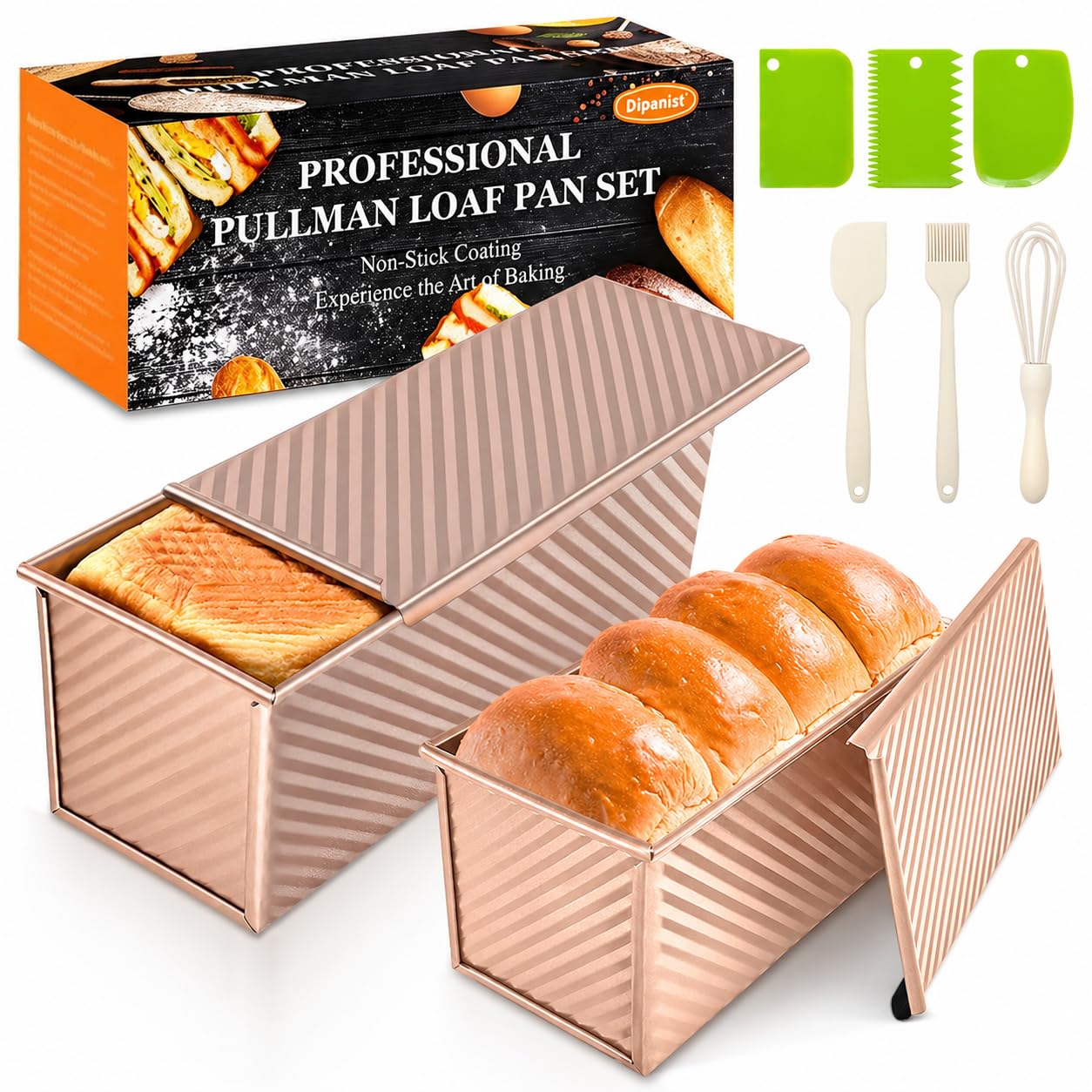 Dipanist front packaging showing both pans and lids, convenient for home bakers