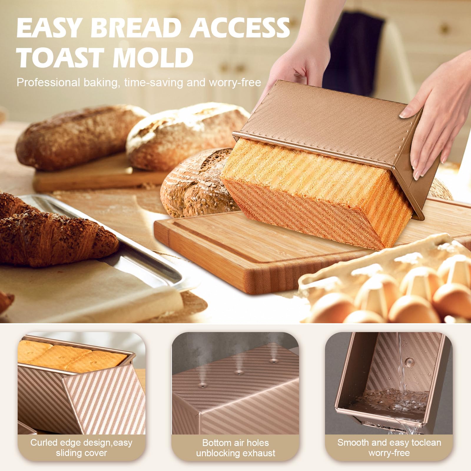 Dipanist pans in oven during bake, ensures even browning and consistent results