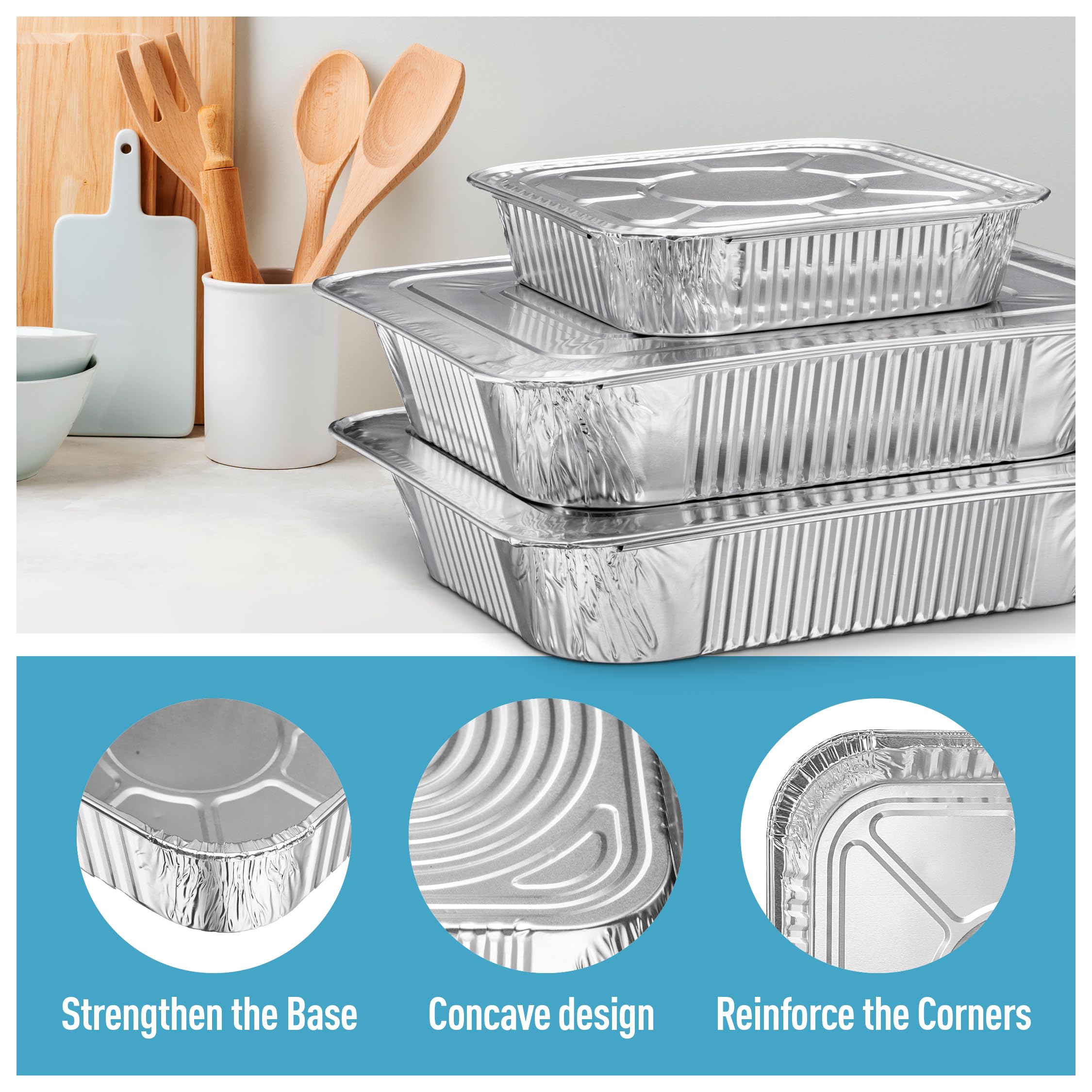 Diplastible stacked pans and lids packed for transport and storage
