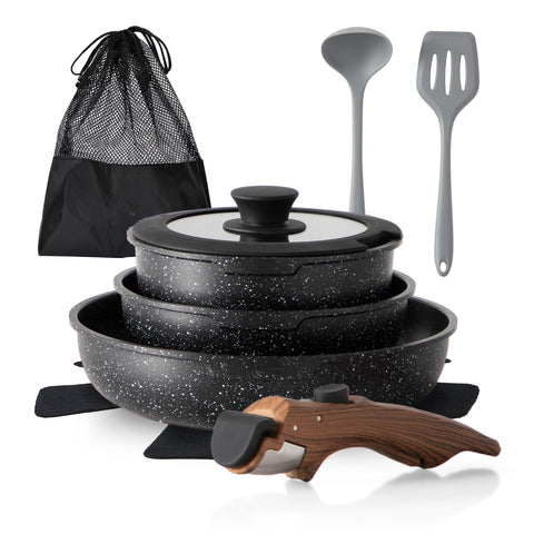 DishDelight front view of full 10-piece set showing compact configuration benefit
