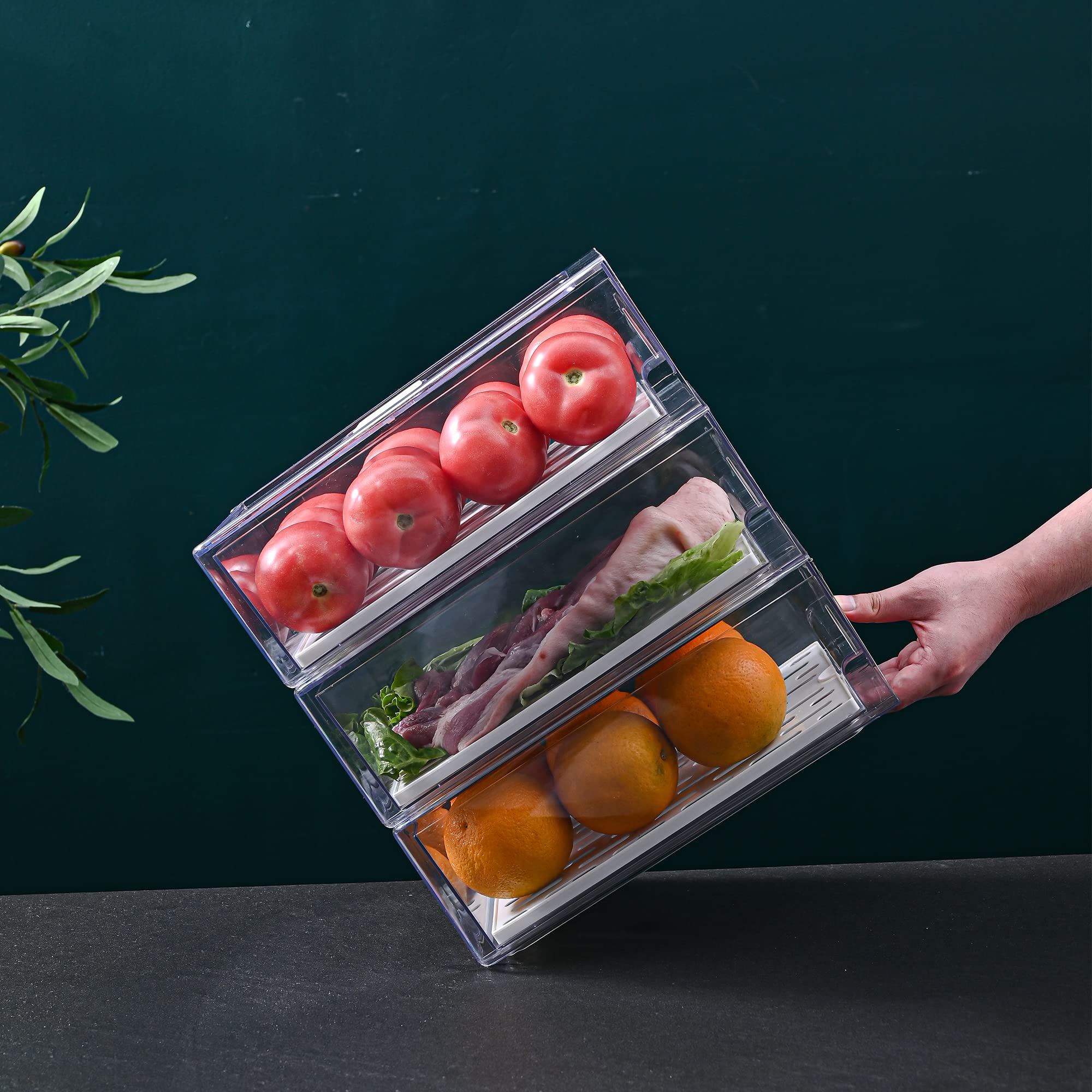 Diskary front view of two medium stackable drawers highlighting clear storage benefit
