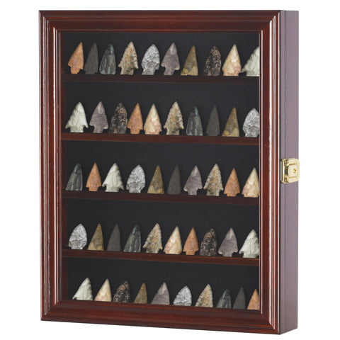 DisplayGifts front view mahogany case showcasing tidy collector presentation