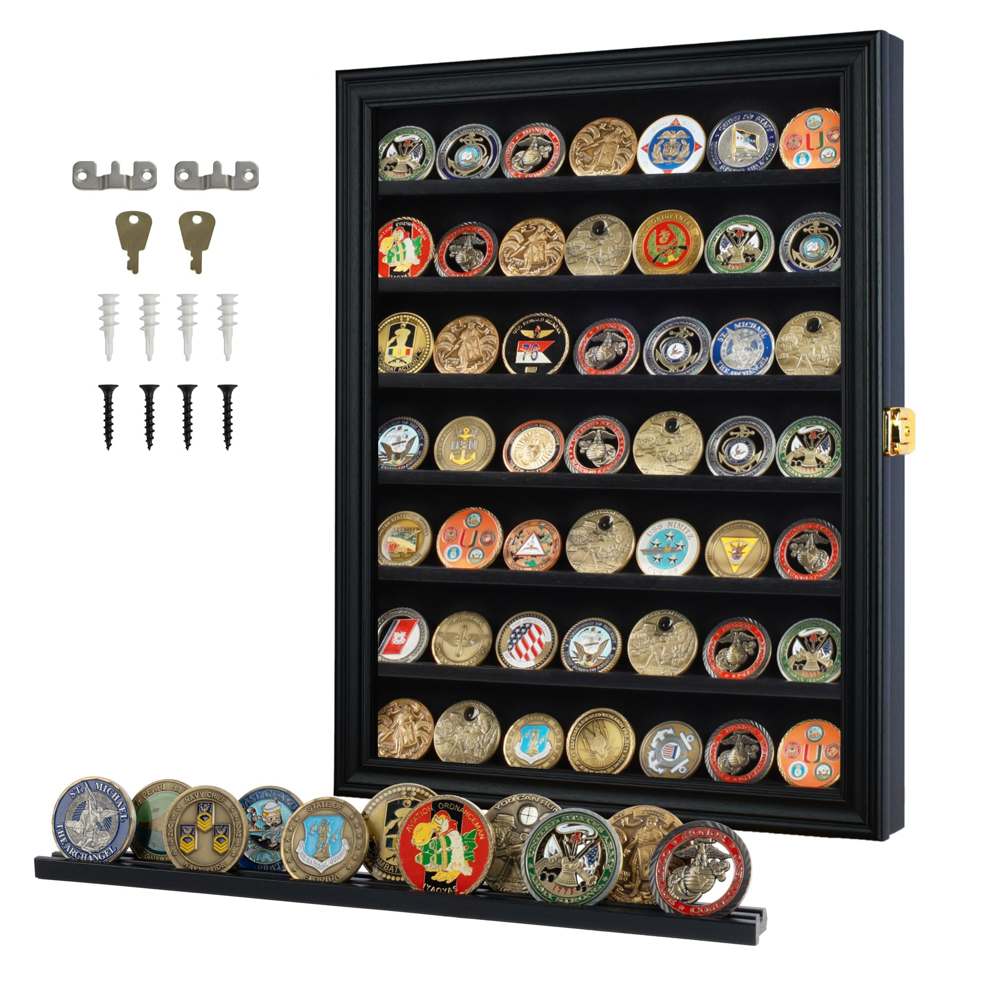 DisplayGifts front view of black case showing neat coin presentation and protection
