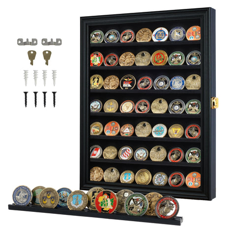 DisplayGifts front view of black case showing neat coin presentation and protection