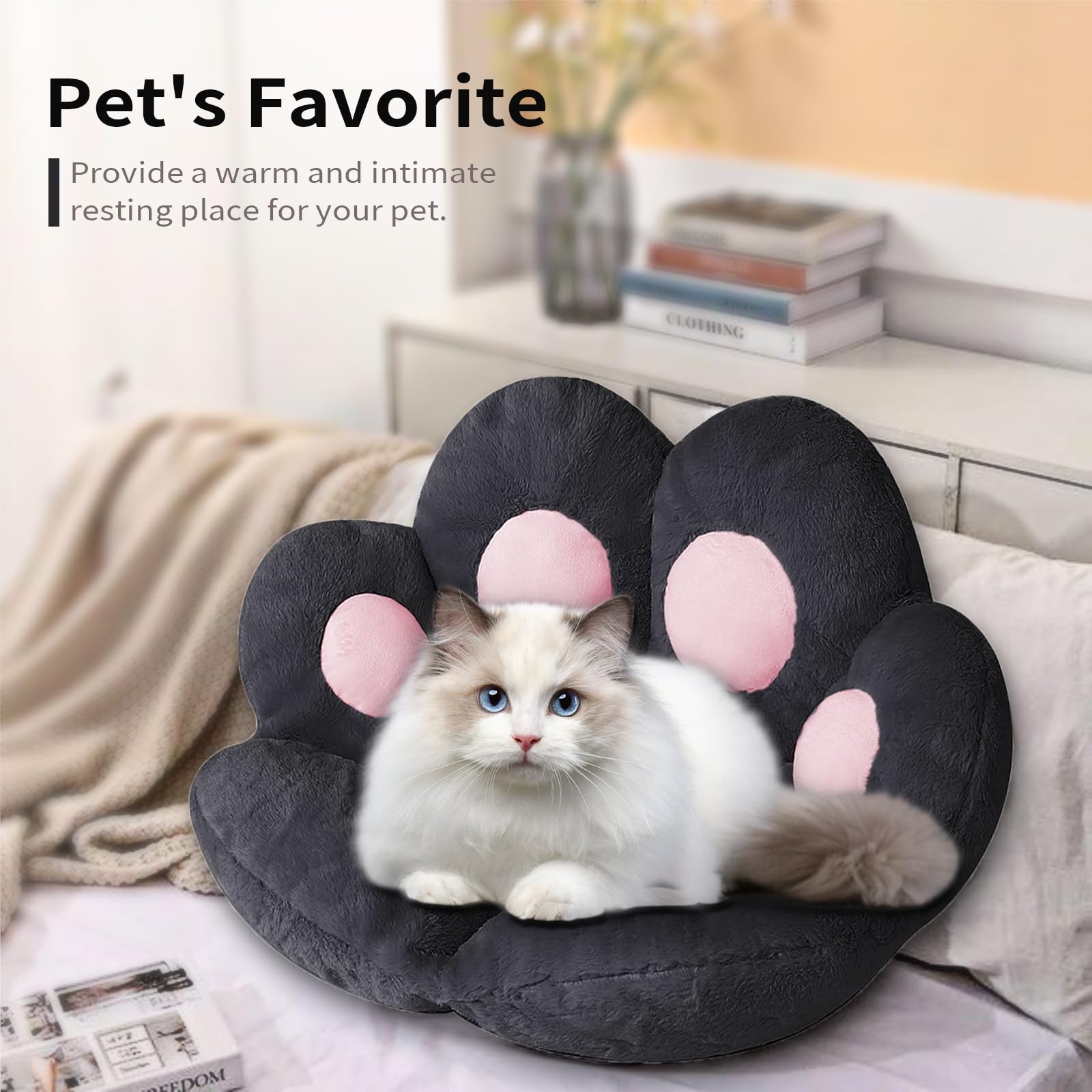 Ditucu cat paw cushion size comparison on chair demonstrates fit