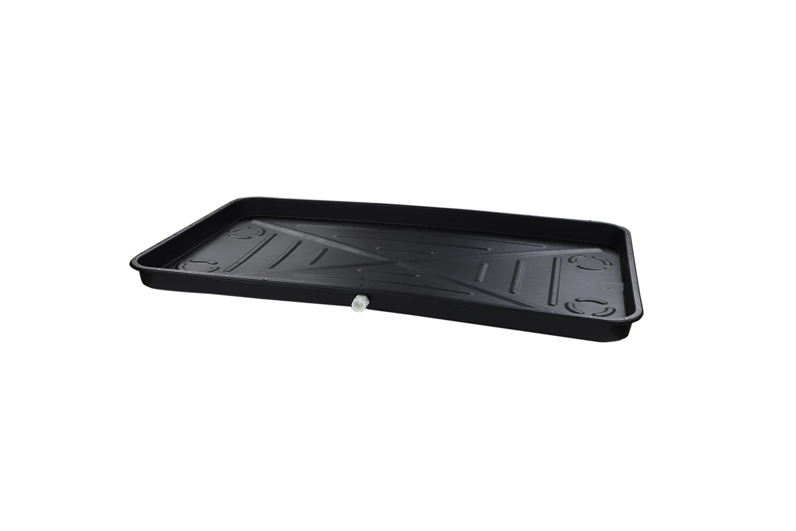 DiversiTech drain pan front view showing size and rolled-edge durability
