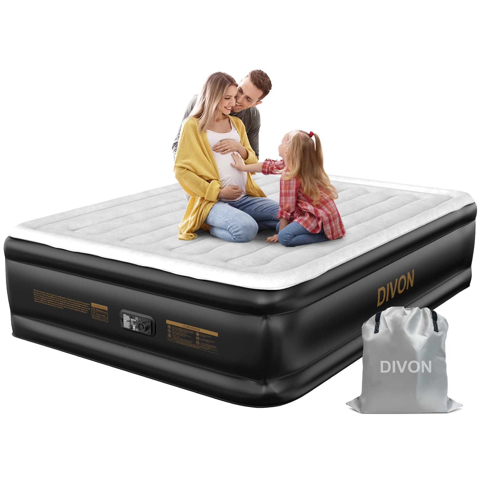 DIVON queen mattress front view showing full raised profile and elegant finish