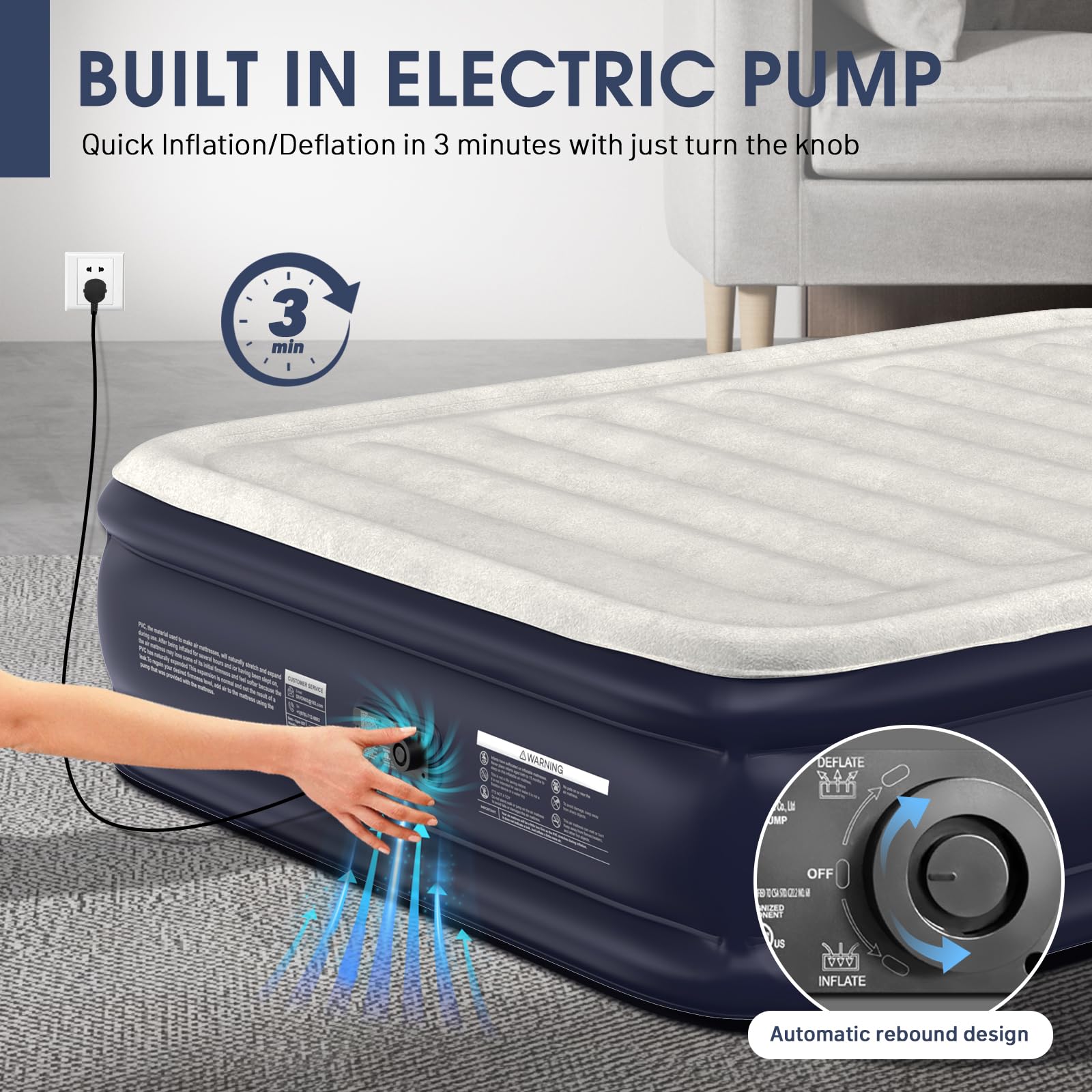 DIVON side height profile illustrating 18-inch raised design for bed-like ease