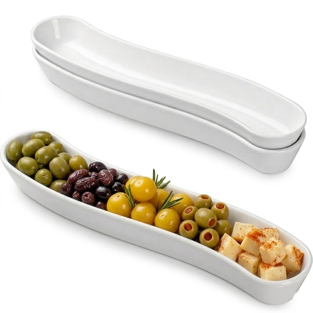 Dizada front view of three-pack olive trays showing elegant presentation benefit