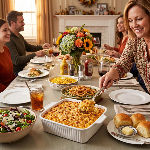 Dizada lid inverted as serving plate demonstrating dual-purpose convenience