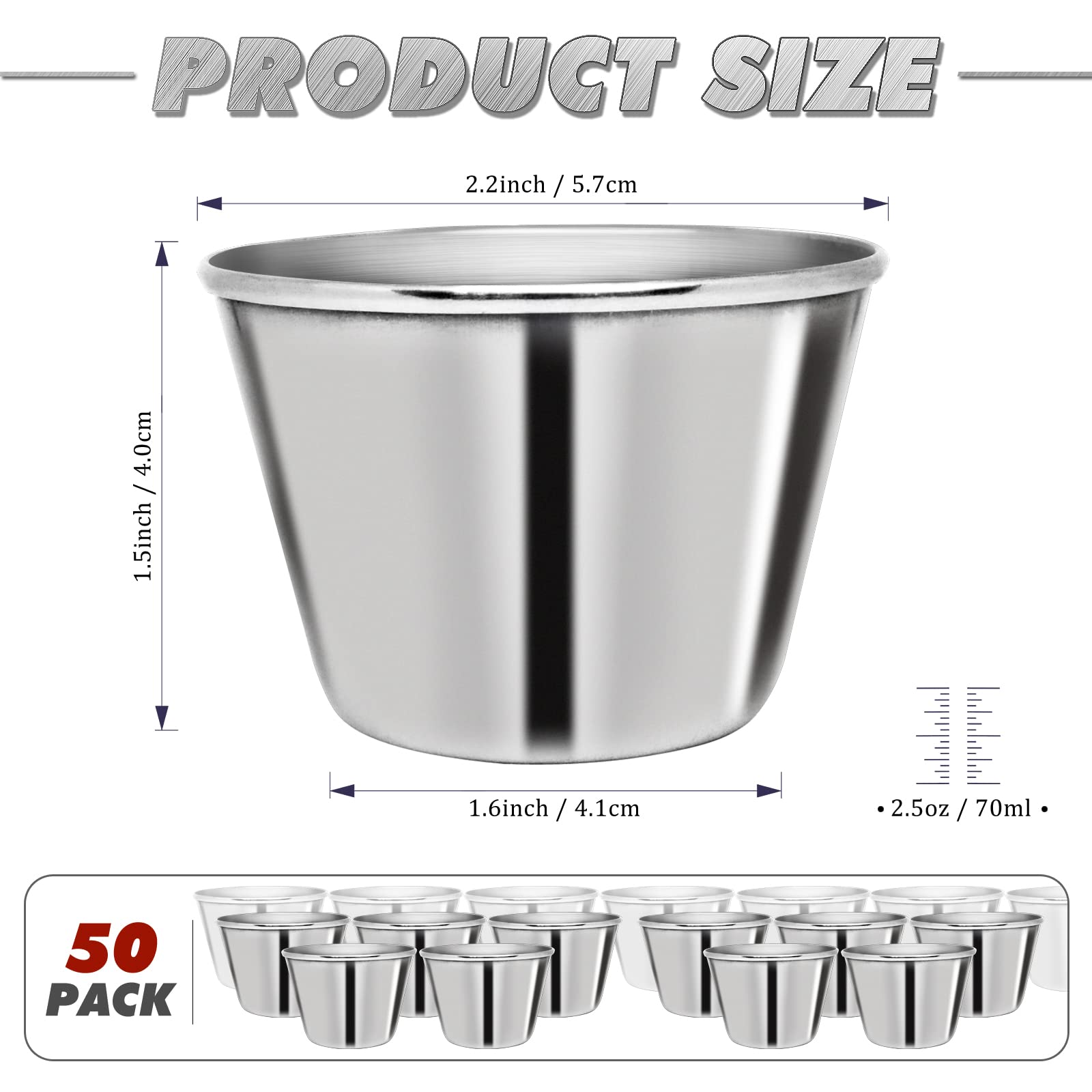 DJZZ stack of sauce cups demonstrating space-saving nesting for organized storage