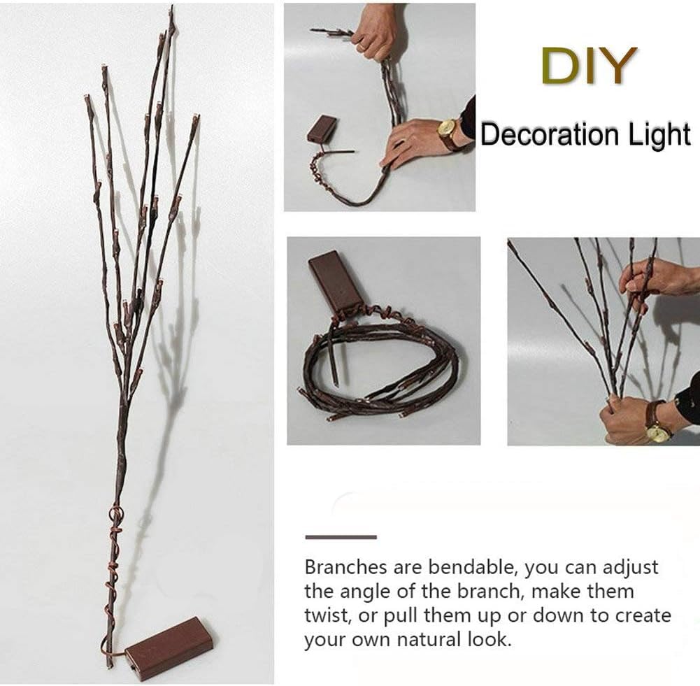 DK177 branch lights arranged in a vase as table centerpiece demonstrating instant ambient lighting