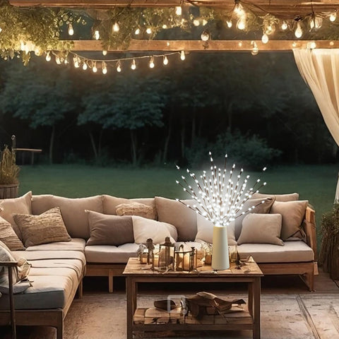 DK177 close-up of warm-white LEDs on twig highlighting gentle ambient glow