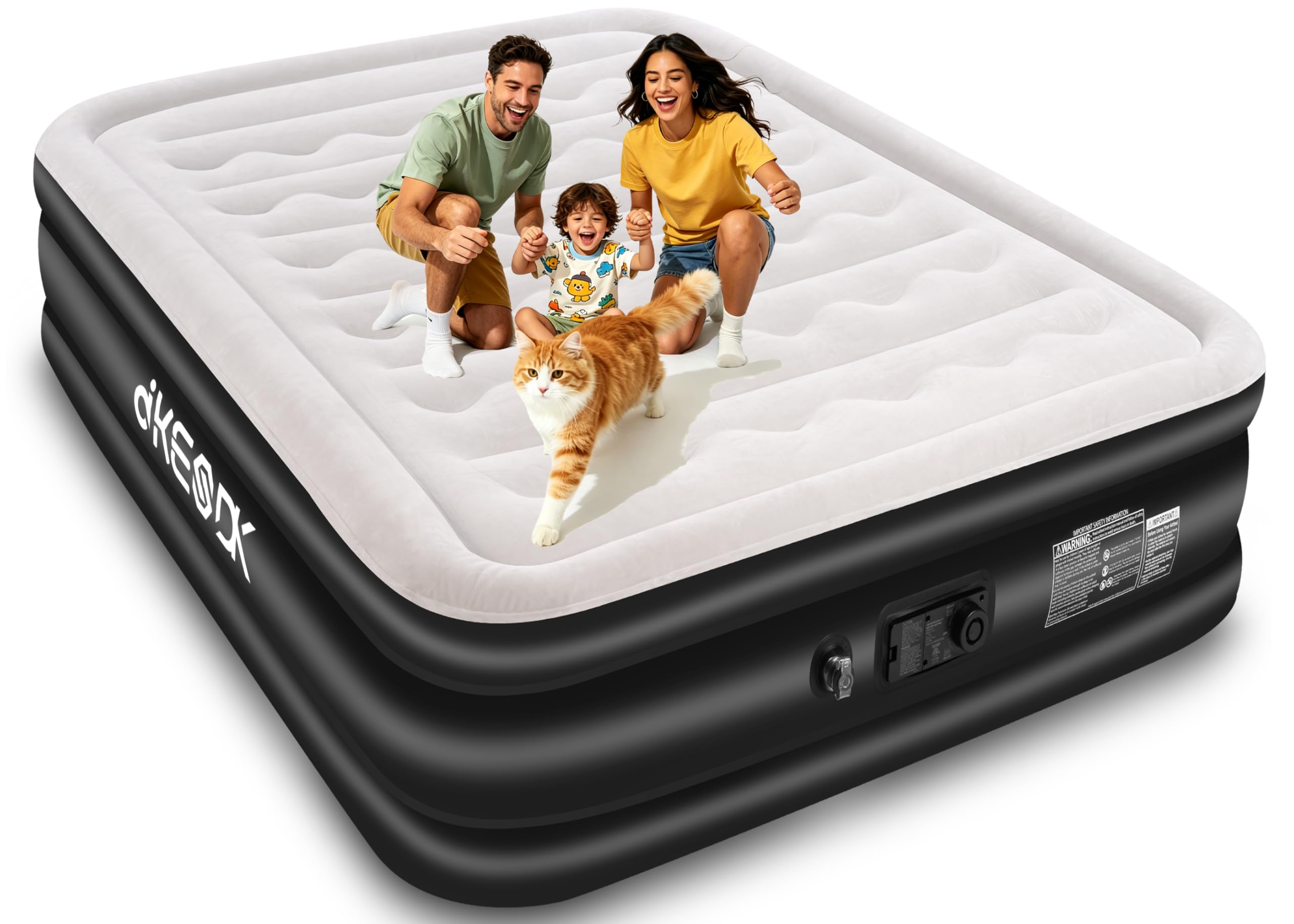 dkesdk queen front view showing full mattress and fitted look for comfortable guest sleep