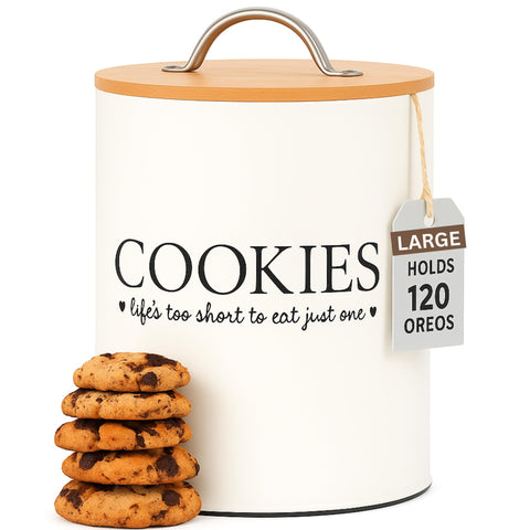 D'Lifeful front view cookie jar showing farmhouse style and neat storage benefit