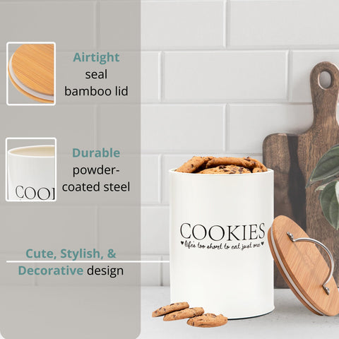 D'Lifeful jar filled with cookies demonstrating capacity and organized storage benefit