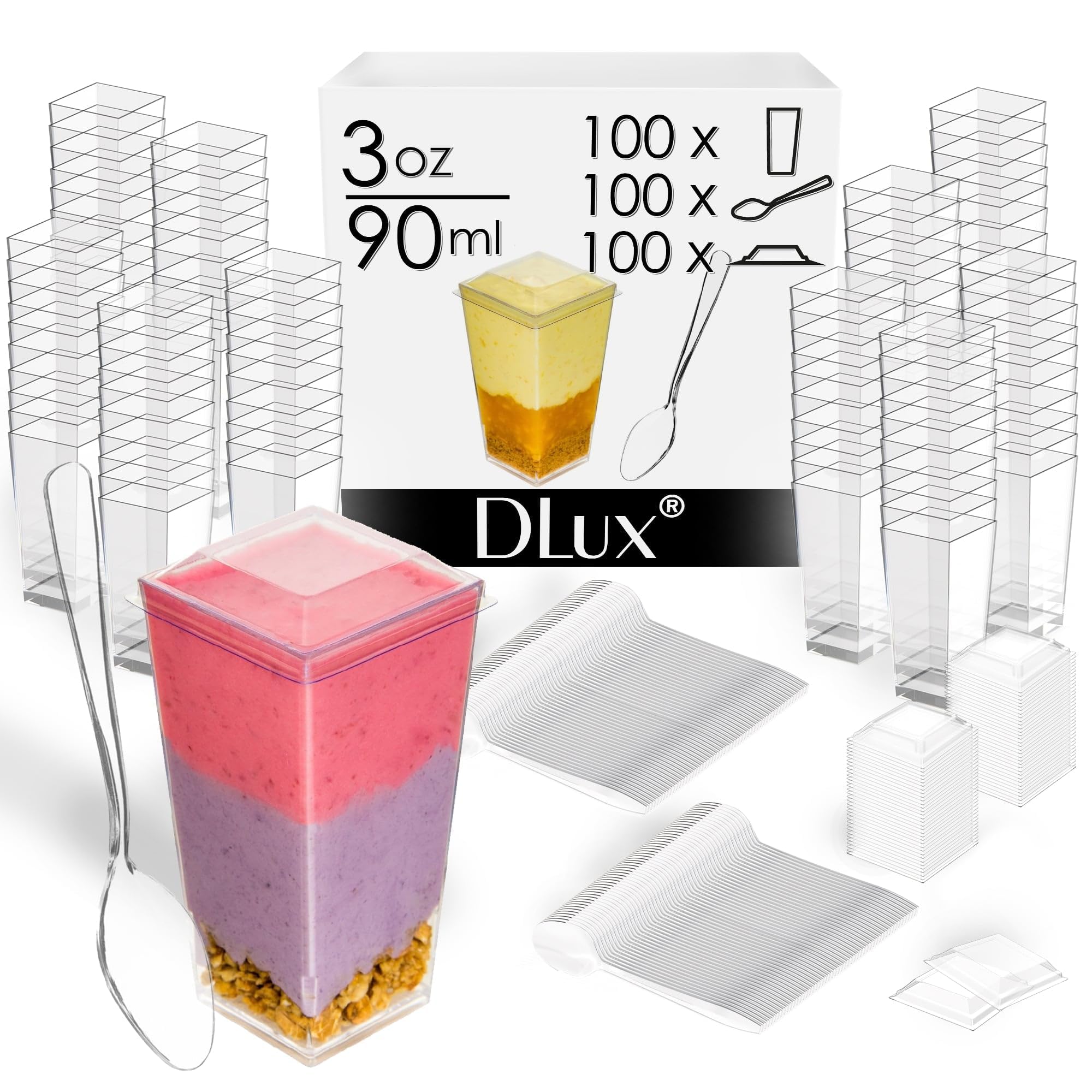 DLux close-up of cup clarity highlighting crystal clear plastic benefit