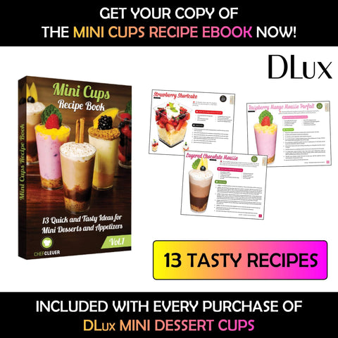 DLux mini cup filled with layered parfait for elegant presentation
