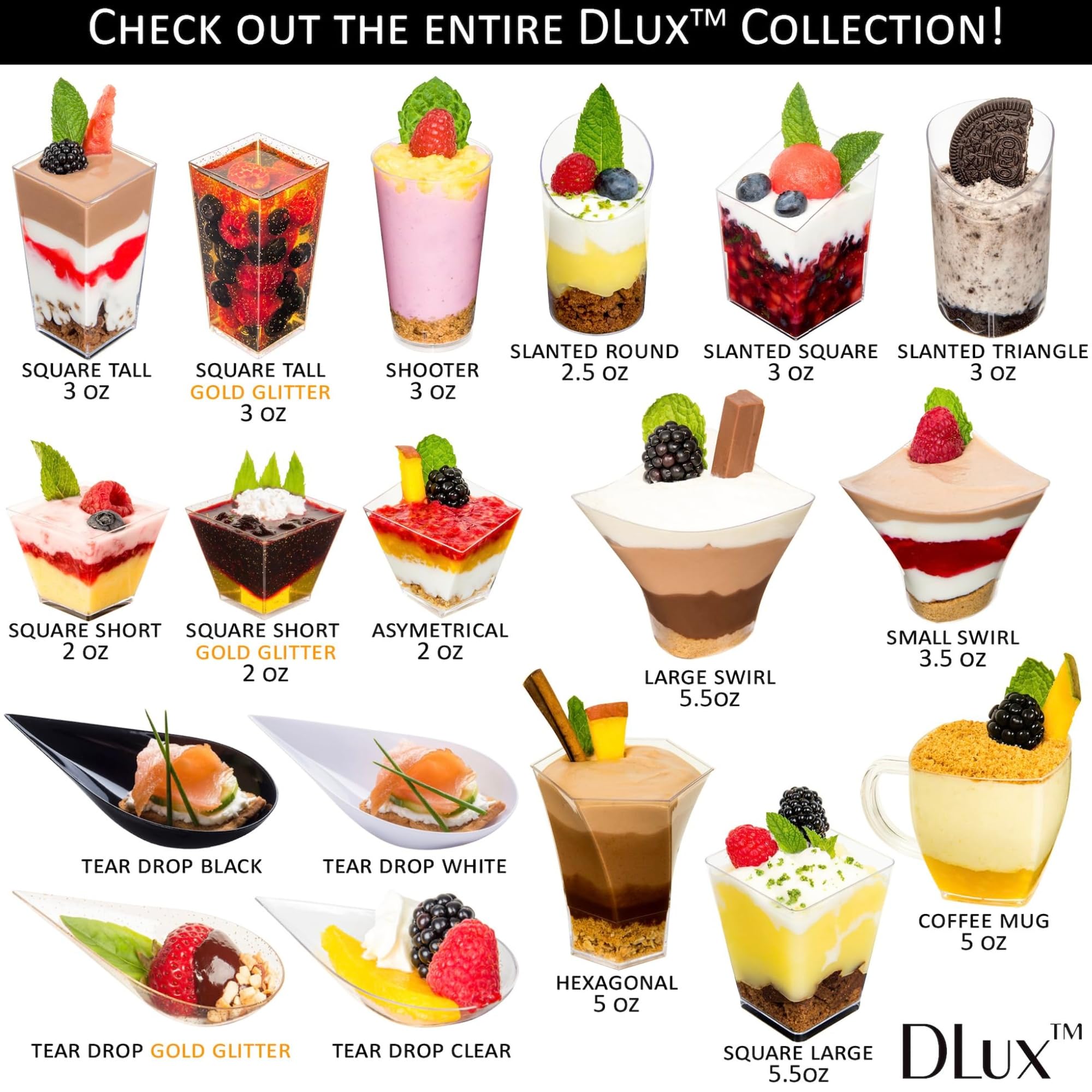 DLux product label and recipe ebook showing creative serving ideas