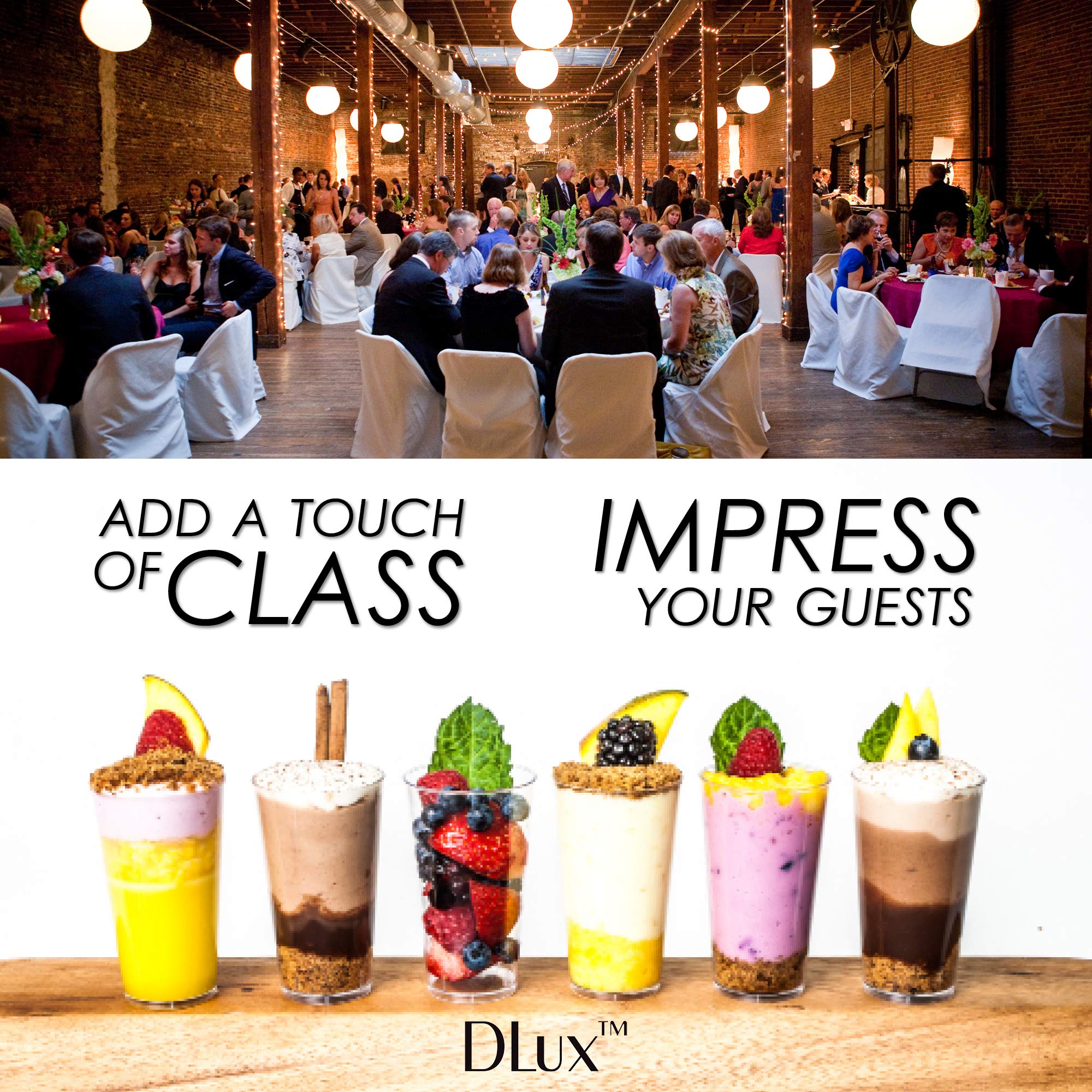 DLux stacked cups saving space and illustrating easy storage and reuse