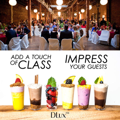 DLux stacked cups saving space and illustrating easy storage and reuse