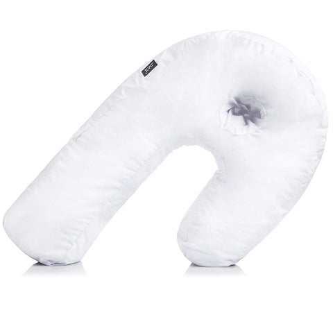 DMI pillow front view showing U-shaped support and full-body cradle benefit