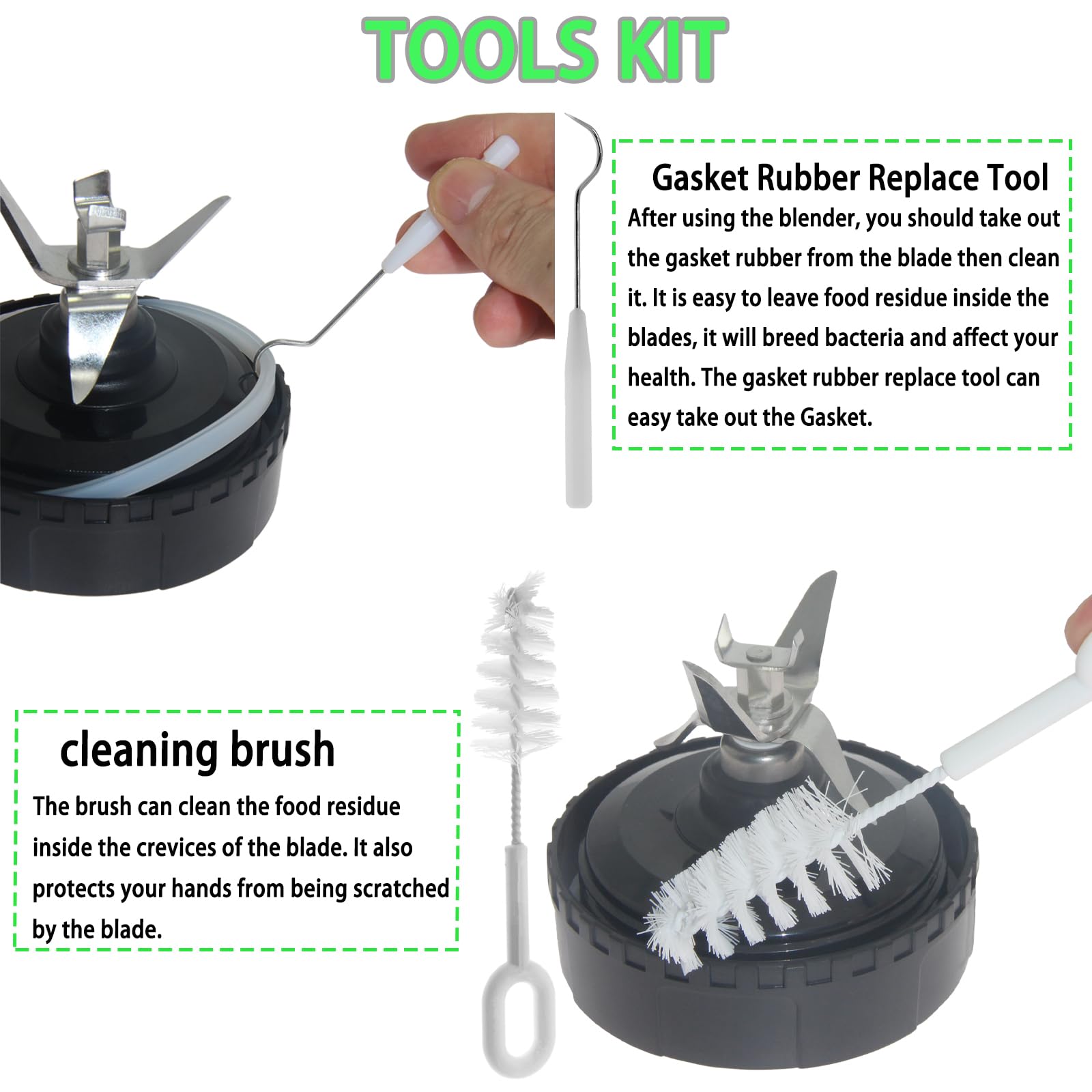 Dmsmisi accessories laid out including gaskets tool and brush for maintenance