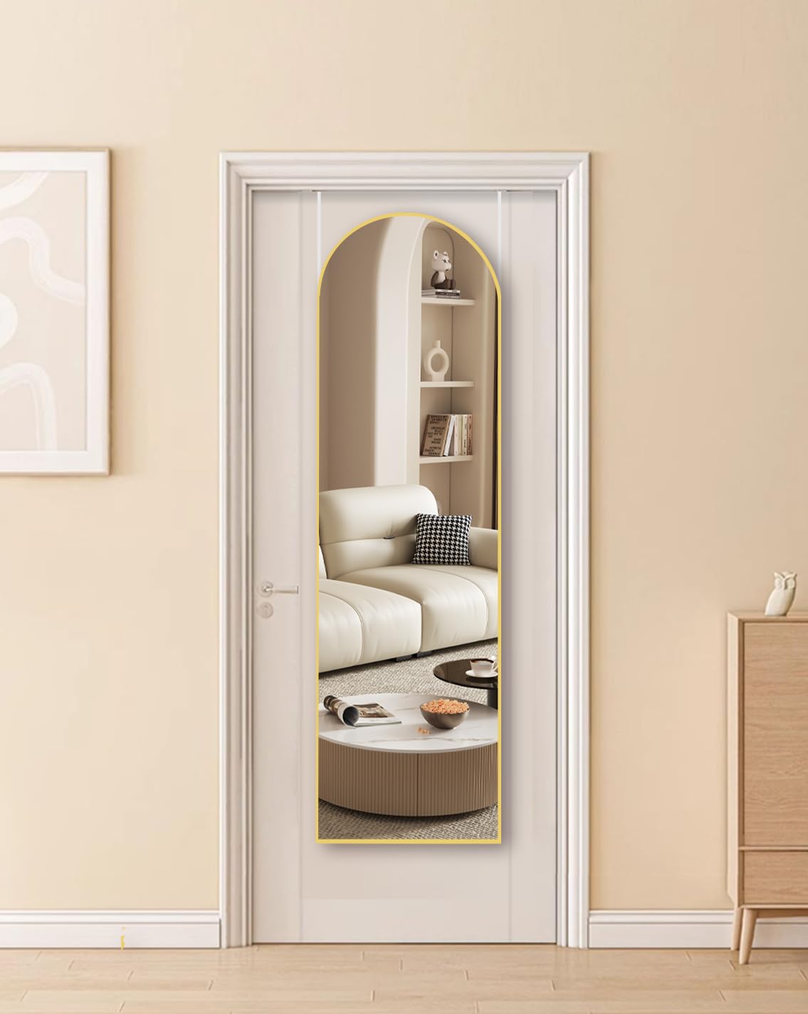 DMWOODFL mirror in entryway styled with decor for instant room brightening