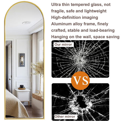 DMWOODFL mirror hung over door demonstrating no-drill hanging convenience