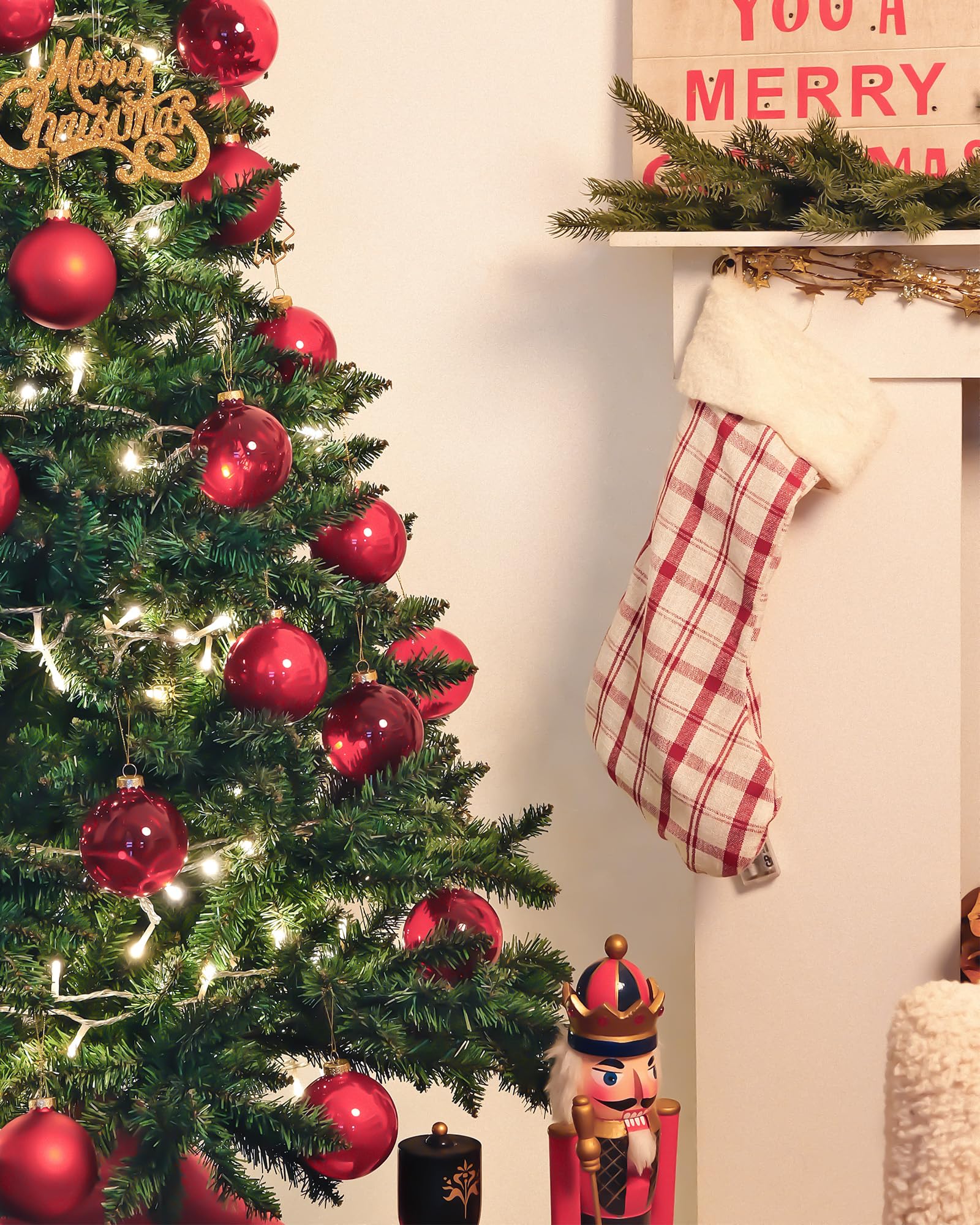 DN DECONATION glossy ball reflecting tree lights and adding sparkling holiday ambiance