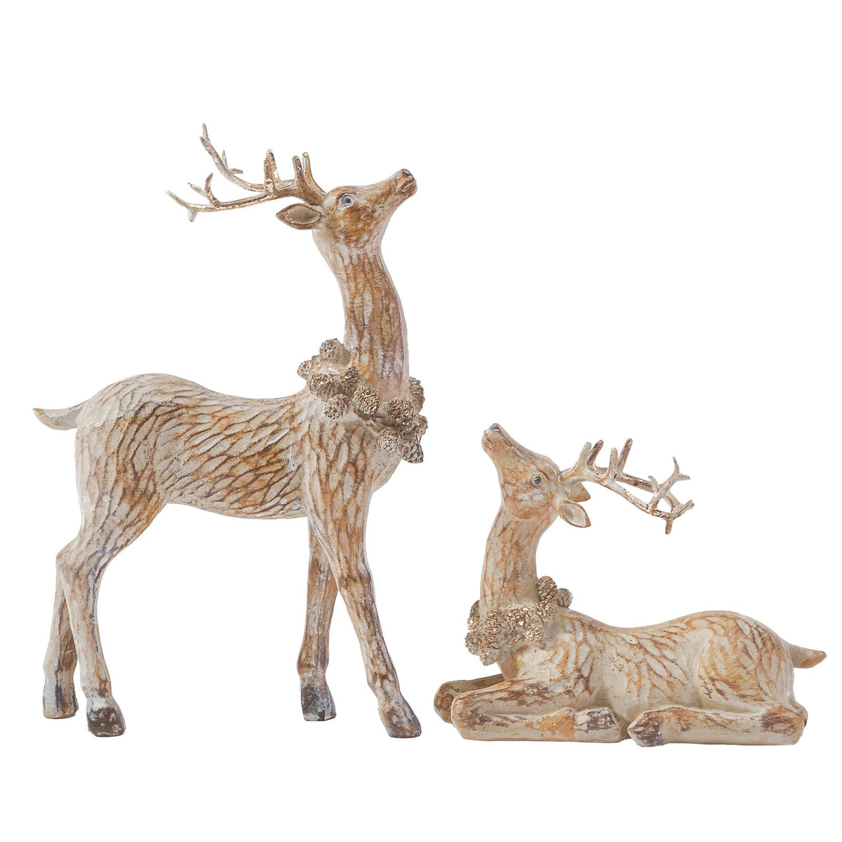 DN DECONATION front view of paired reindeer showing rustic holiday charm