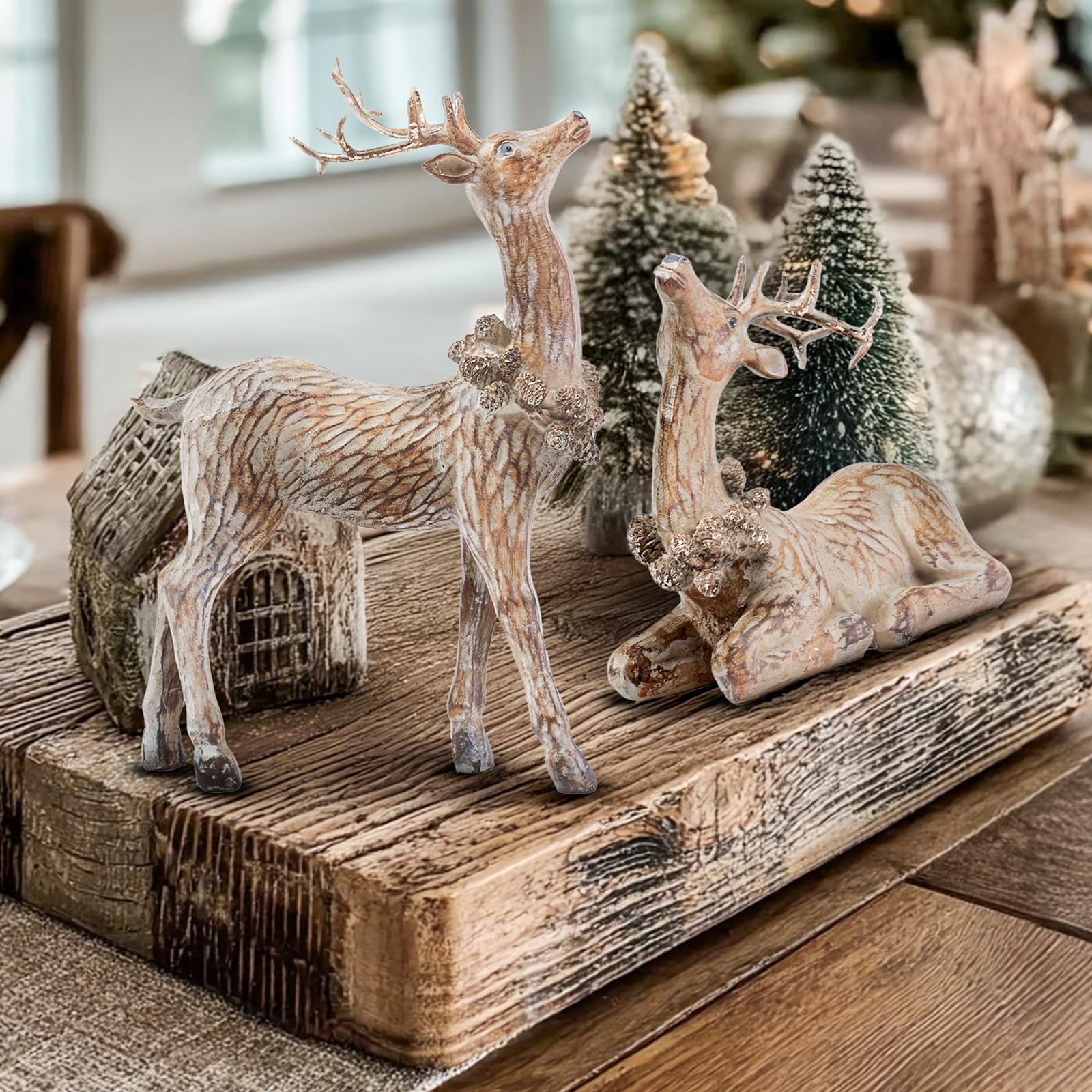 DN DECONATION reindeer held in hand to show compact size and portability