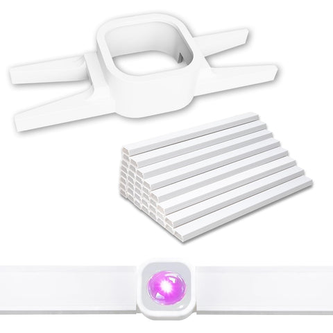 DNShorix front packaging showing 100ft track and included clips, simplifies install