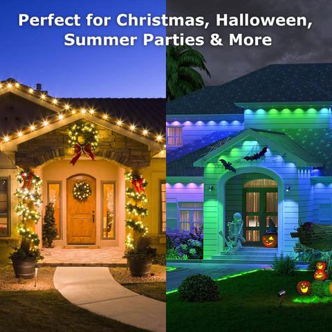 DNShorix mounted lights on house at dusk enhancing curb appeal and durability