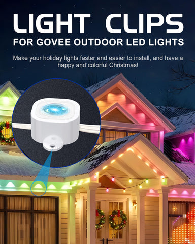DNShorix clip installed on soffit with Govee lights, provides stable outdoor attachment