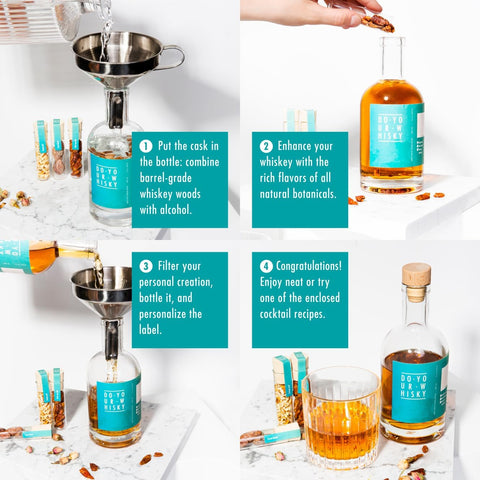 DO YOUR WHISKY glass bottles with labels ready for infusion and personalization