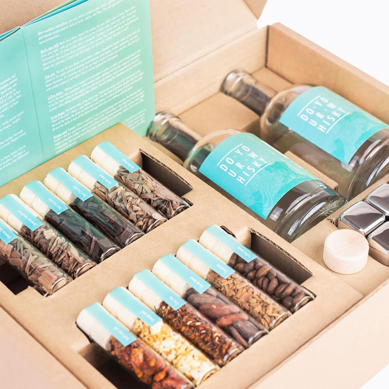 DO YOUR WHISKY front packaging showing kit contents and sustainable design benefit