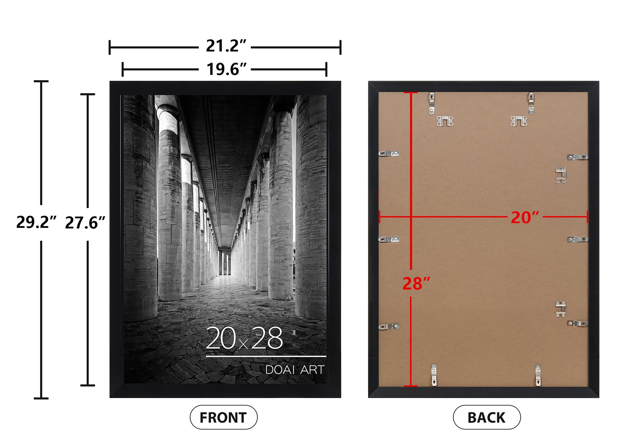 DOAI ART scale comparison with 20x28 poster showing true-fit and proportional display benefit