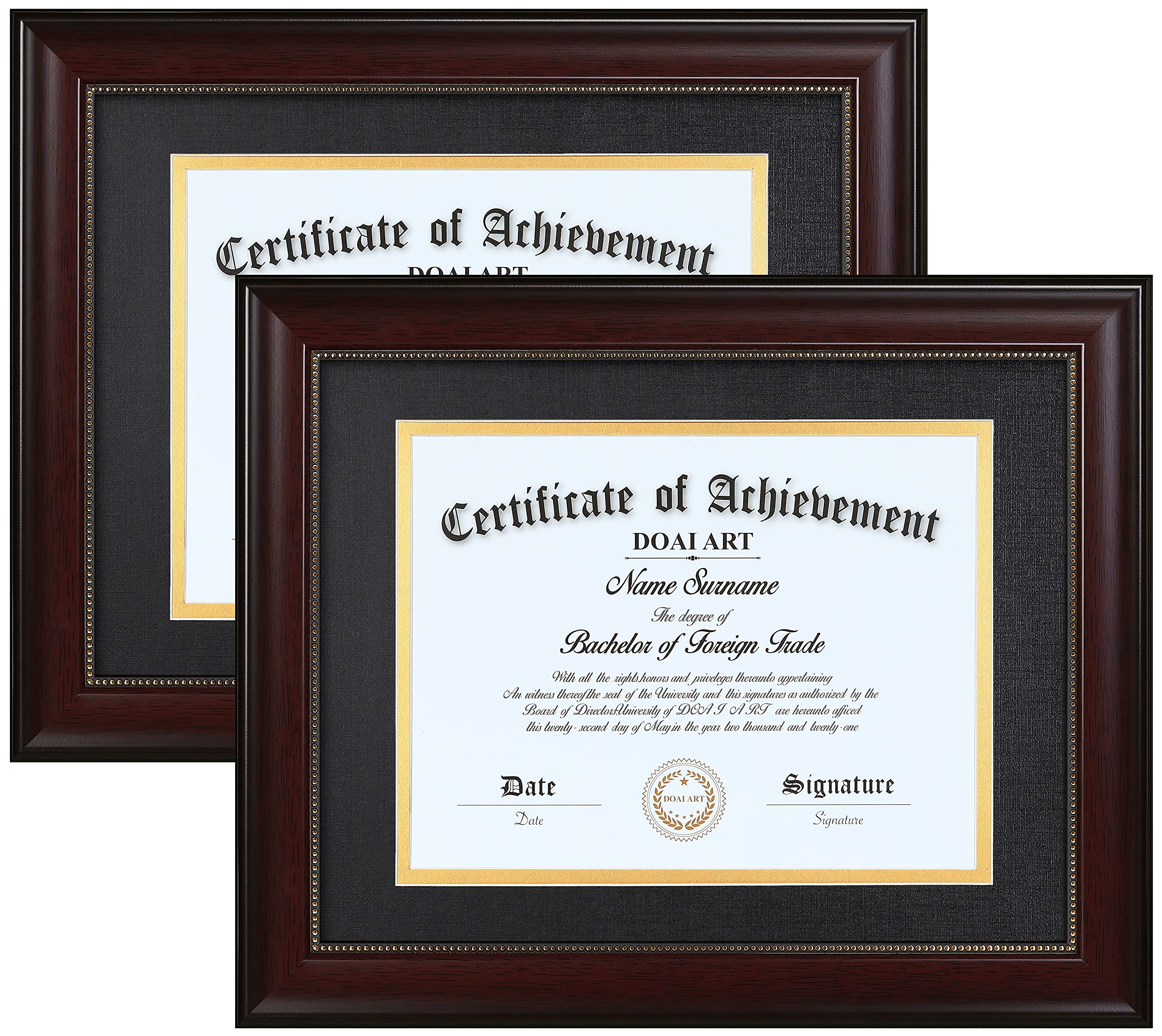 DOAI ART front view showing diploma in mahogany frame for professional display