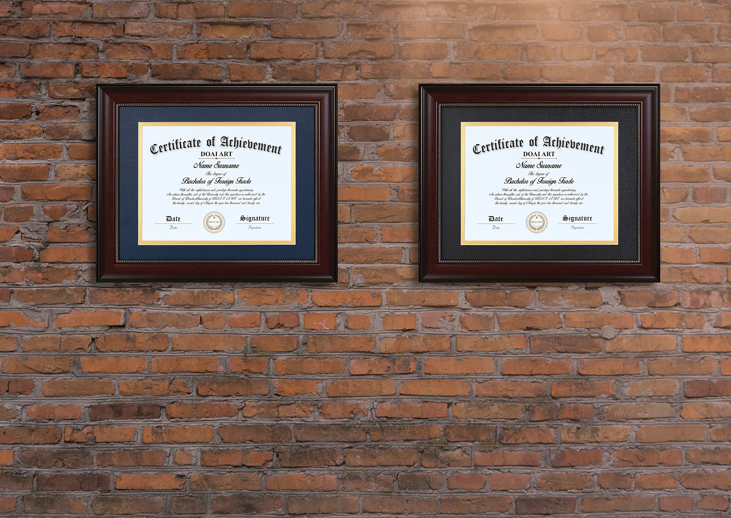 DOAI ART frame next to certificate showing size and scale for perfect 8.5x11 fit