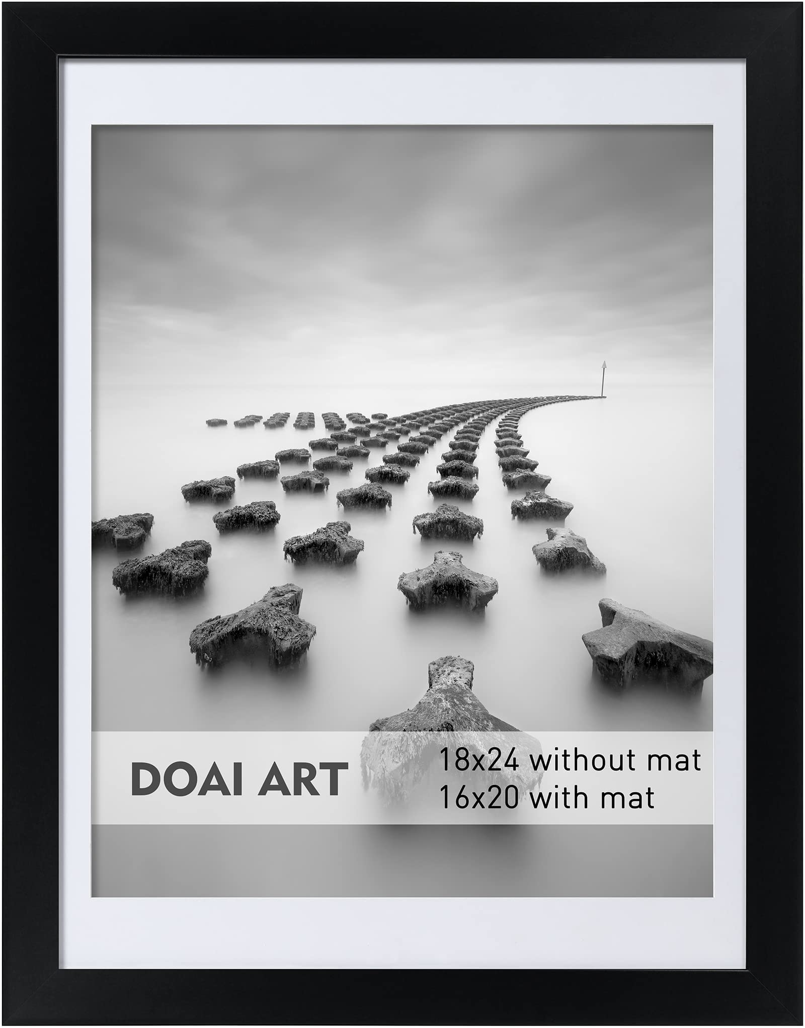 DOAI ART front view of 18x24 black frame showcasing clean edges and sleek style