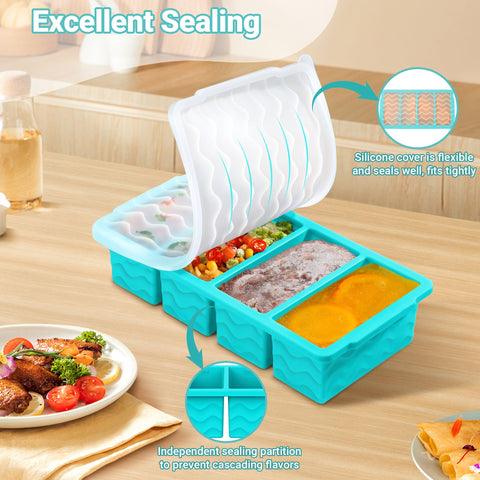 Doasuwish trays arranged in freezer for space-saving, easy access portions