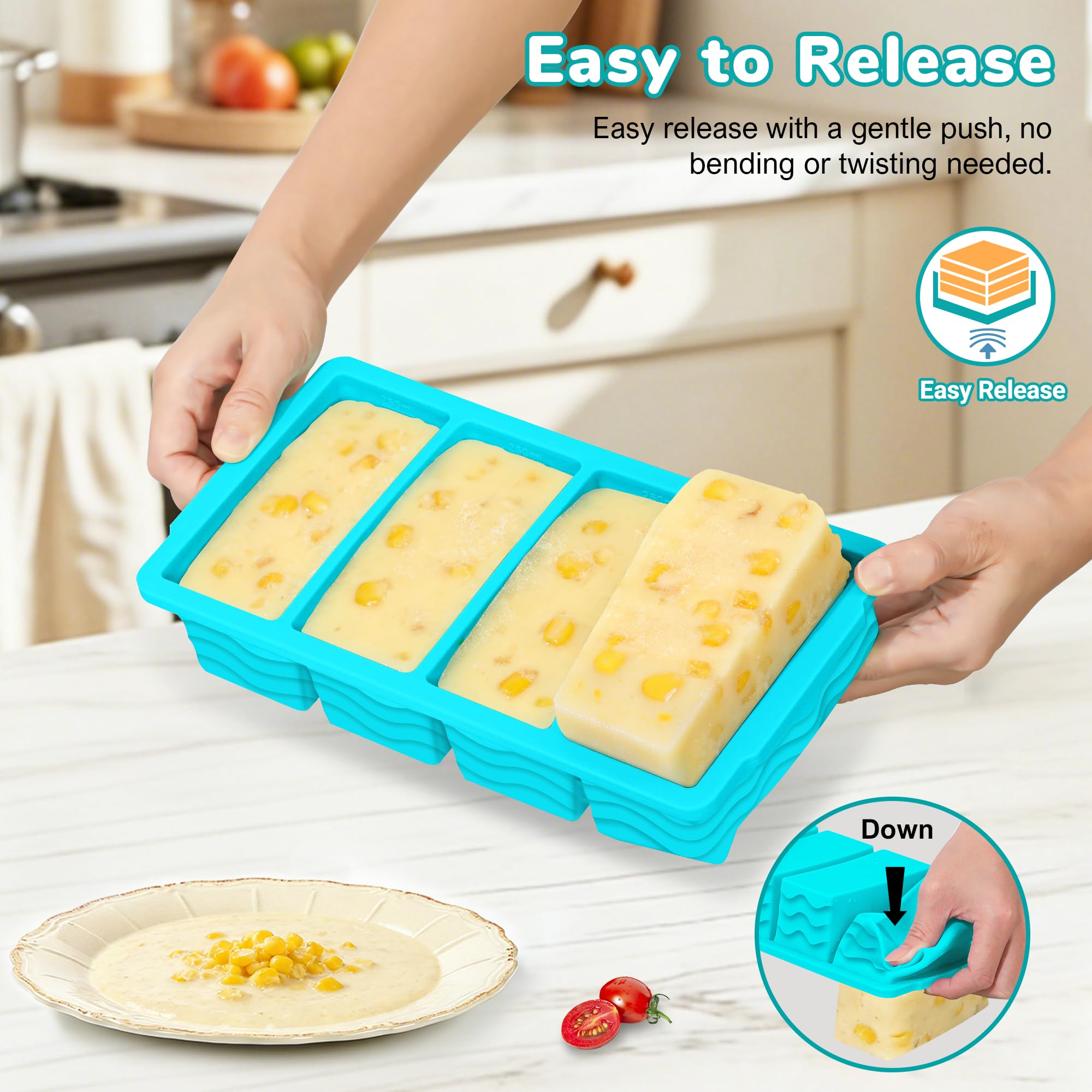 Doasuwish stacked trays inside a freezer maximizing space and neat storage