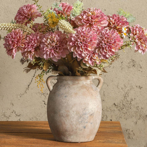 Dobbyby front view of whitewashed vase showing rustic charm and versatile styling