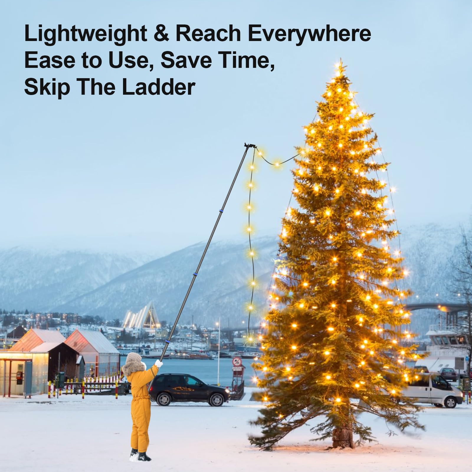 DOBEN pole beside person showing scale and improved reach safety