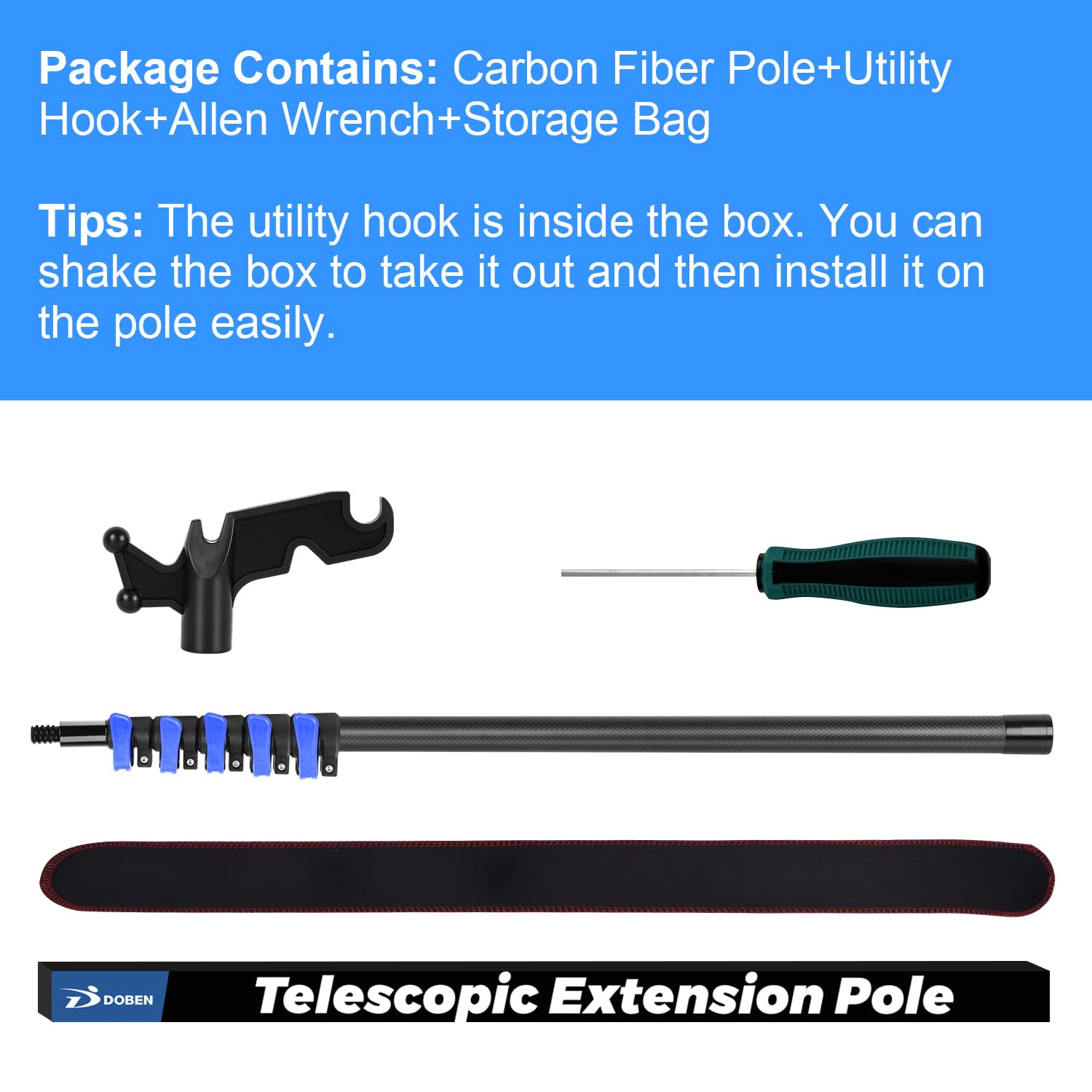 DOBEN pole guiding Christmas lights into place for ladder-free hanging